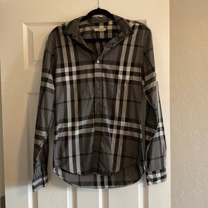 Mens Burberry Check & Stripe Cotton Flannel Shirt